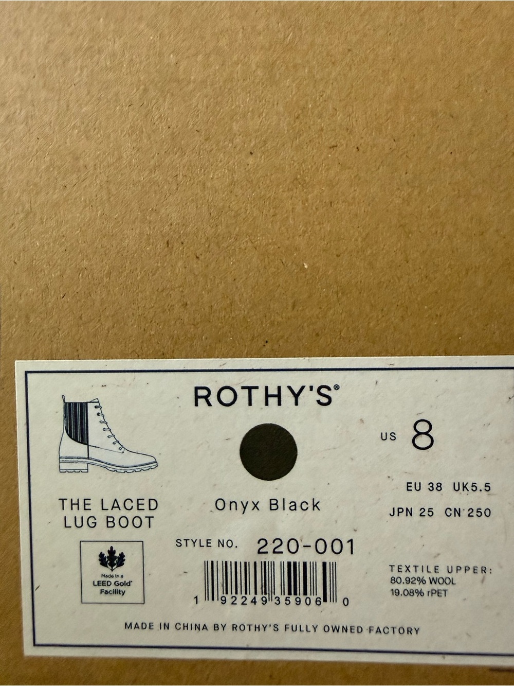 BRAND NEW IN BOX ROTHYS LACED LUG BOOT